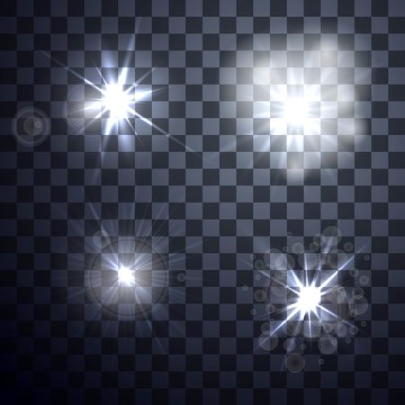 Set of vector glowing light effect on transparent background - Stock ...