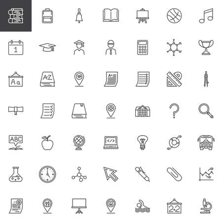 Education and school line icons set. linear style symbols collection ...