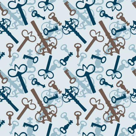 vector seamless pattern with old vintage keys, keys can be used ...