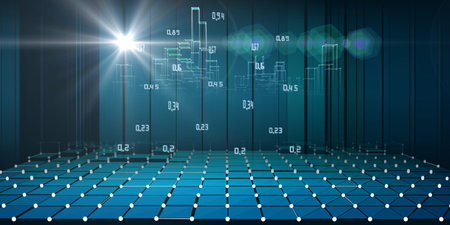 Abstract background 3d grid big data visualization. Futuristic ...