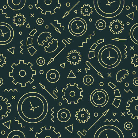 Editable vector seamless pattern. Backdrop texture with clocks and ...