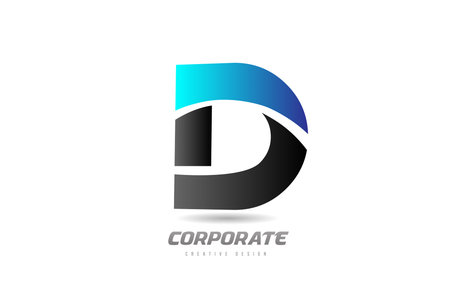 blue black alphabet letter D logo icon design for business. Suitable ...