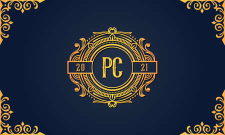 Royal vintage initial letter PC logo. This logo incorporate with luxury typeface in the creative way.It will be suitable for which company or brand name start those initial.