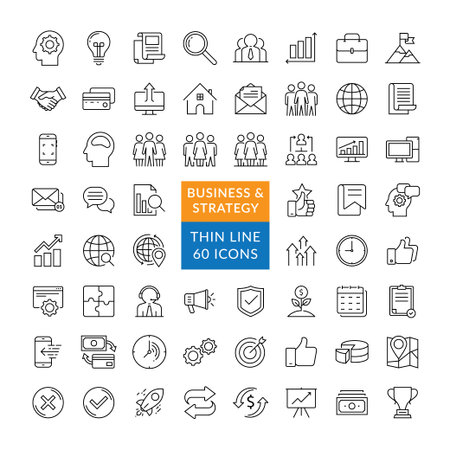 Set of Business strategy icons. Business Management and finance vector ...
