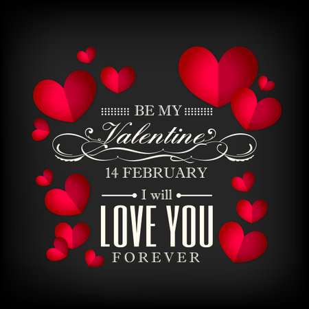 Valentine's day vector red heart shaped on black background - Stock ...