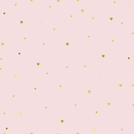 Seamless pattern with small gold hearts on pink background. Fashion ...