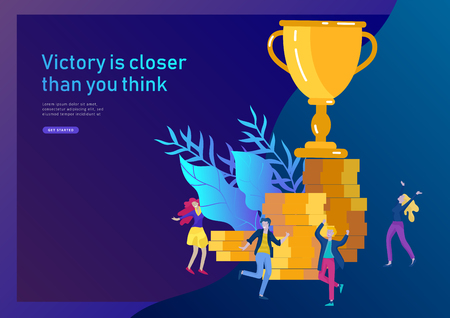 Business Team Success hold Golden winner cup, concept of people are ...