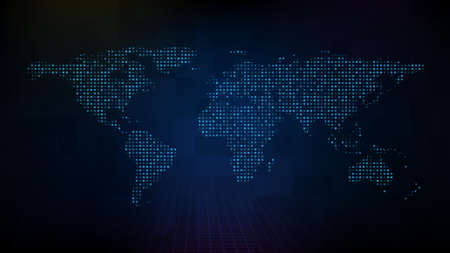 abstract futuristic technology background of blue digital world map ...
