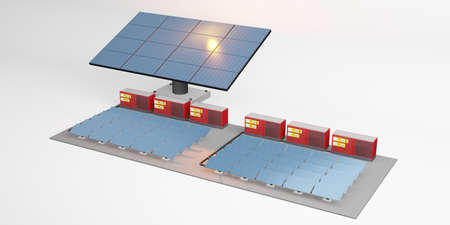 Solar panel mockup of electric storage center solar energy 3d ...