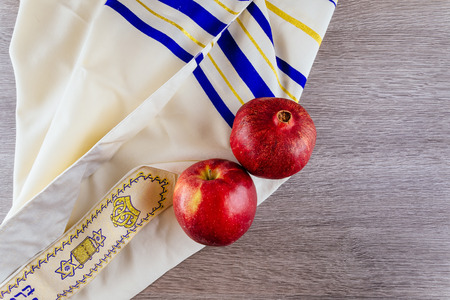 Jewish Holiday Tallit Apples And Pomegranate Rosh Hashana Hebrew Religious Holiday Stock Images Page Everypixel