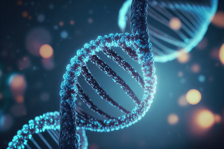 View future human DNA molecules under the microscope Concept of the