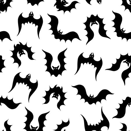 Seamless vector pattern with bats. Black silhouettes of animals on a ...