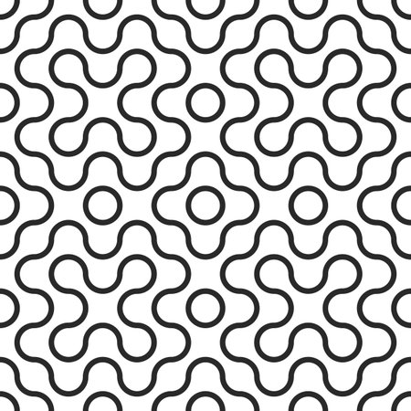 Vector seamless black and white rounded line spiral cross pattern ...