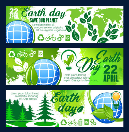 Save Planet banner for Earth Day 22 April celebration template. Blue ...