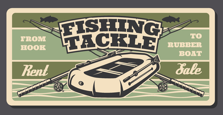 Fishing Tackle Or Gear And Fisherman Equipment Retro Poster Sport