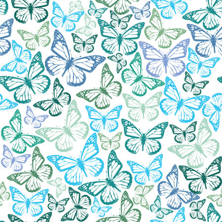 Vector seamless pattern with butterflies - Stock Image - Everypixel
