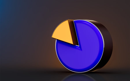 business pie chart icon on dark background 3d render concept for ...