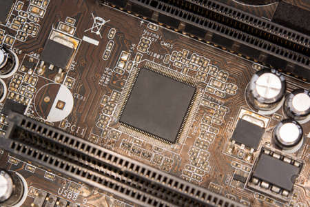 Close up blank microchip on Electronic circuit board. - Stock Image ...