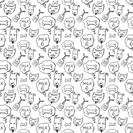 Dogs and cats Seamless Pattern Design. Vector Illustration. - Stock ...