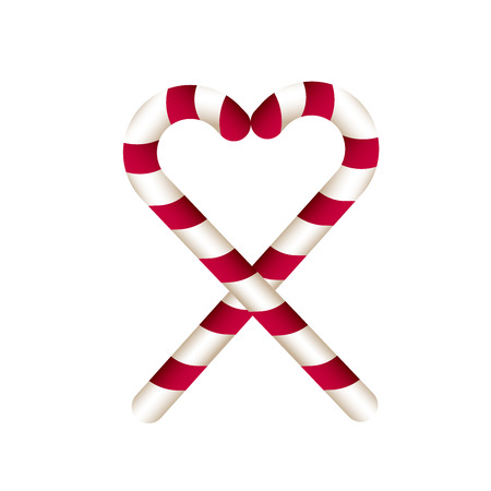 Vector illustration of realistic candy canes with red and white stripes on a white background. Icon for decoration New Year and Christmas cards and other templates