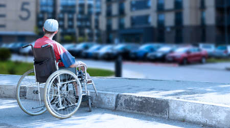 People with disabilities cannot get to any place in a public place with a wheelchair, which makes them vulnerable to mobility. High quality photo