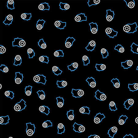 Line Human head with gear inside icon isolated seamless pattern on ...