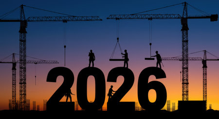 Silhouette of construction ...