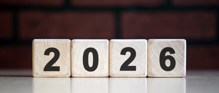 New year 2026 concept. Plai...