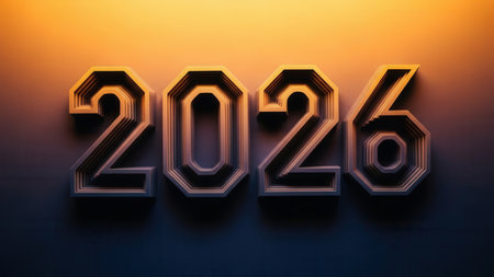 Dark 3D numbers 2026 illumi...