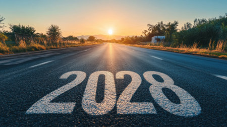 Asphalt road shows the year...