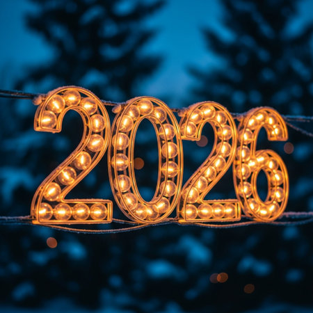 New Year 2016 made of led g...