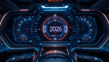 a futuristic cockpit view w...