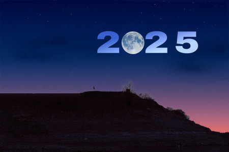 full moon at top of sky and...