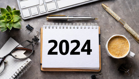 2024 text background, hand ...