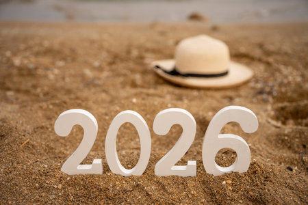 White wooden numbers 2026 s...