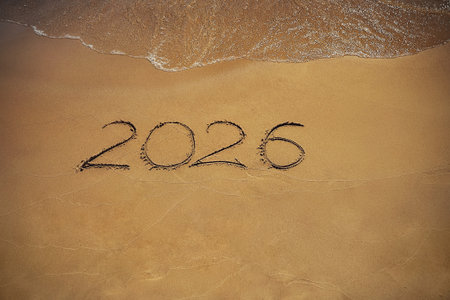 Hand-drawn numbers 2026 of ...