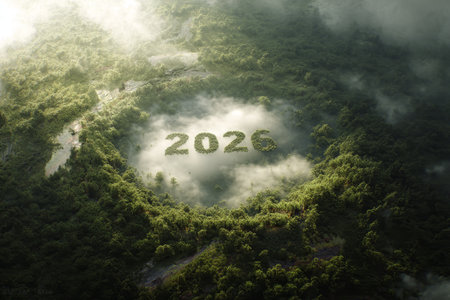 Surreal aerial view in mist...