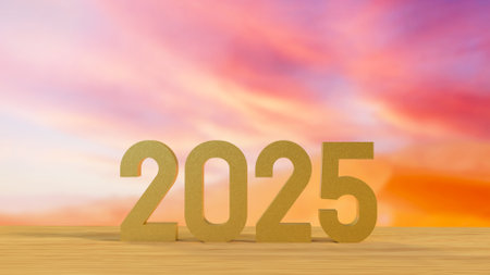2025 number on wood table f...