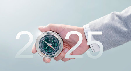 Businessman with compass na...