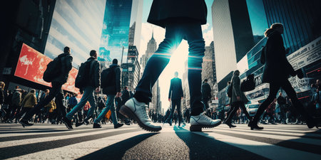 Crowd of people pacing the ...