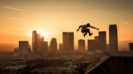 A man flying through the ai...