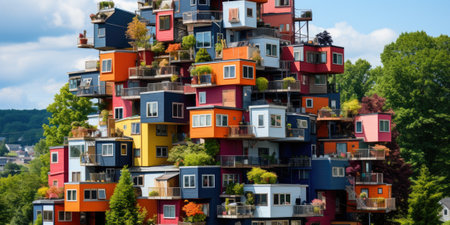 A multi-colored building wi...