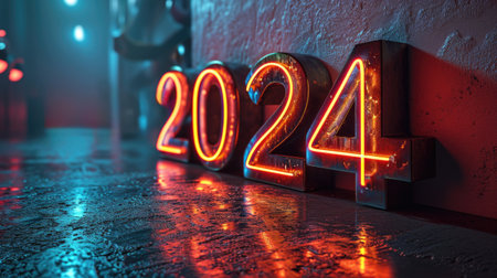 A neon sign that says 2024 ...