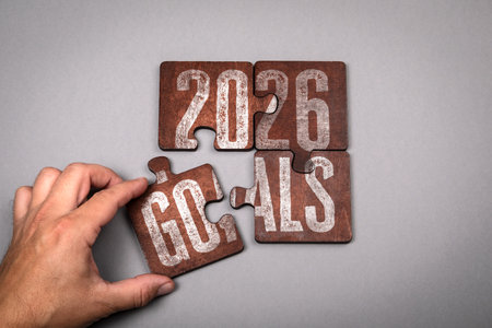 2026 Goals Concept. Hand pl...