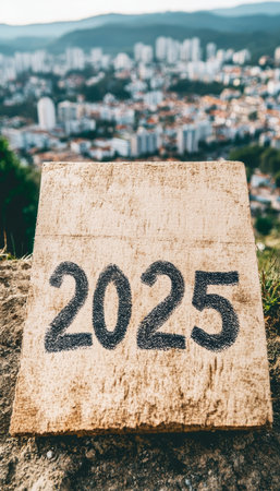 2025 Written On Wooden Boar...