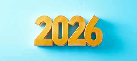 Golden Number 2026 on Blue ...