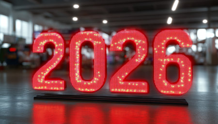 Red LED Lit Year 2026 Displ...