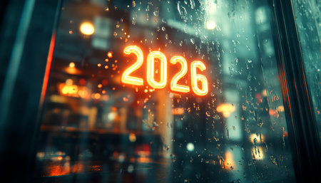 Neon Sign 2026 Glowing on R...