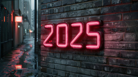 Neon sign displaying the ye...