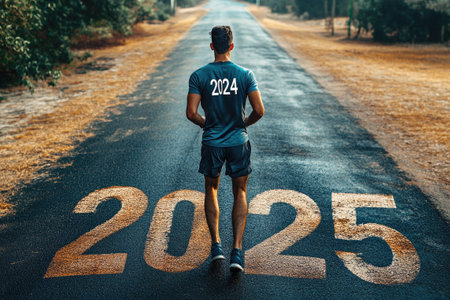 Athlete is walking on a roa...